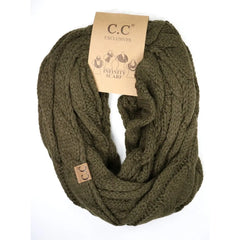 Women’s Solid Cable Knit CC Infinity Scarf – Classic & Cozy Winter Essential