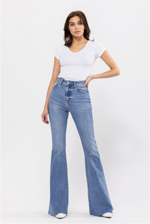 High Rise Side Insert Super Flare Jean