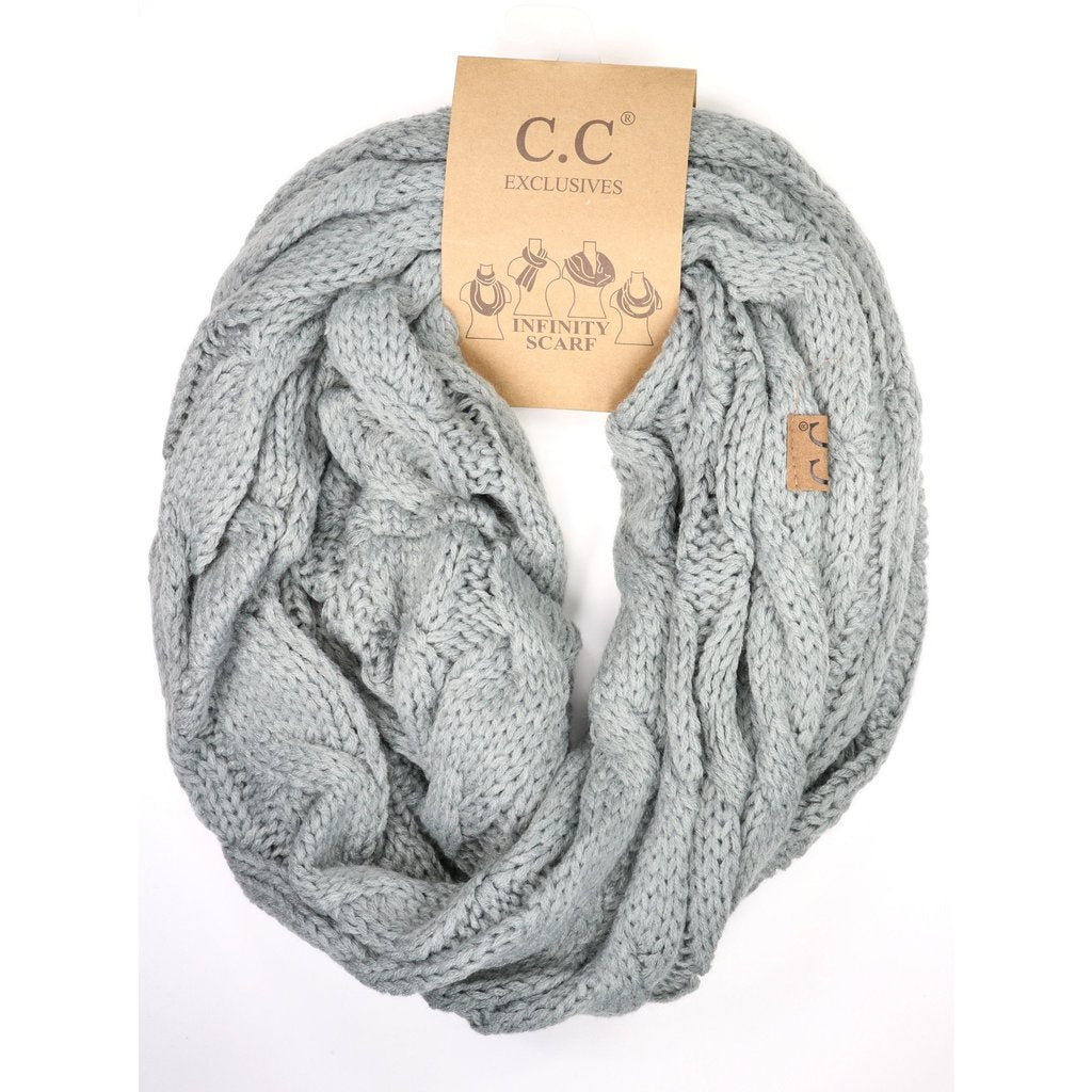 Women's Solid Cable Knit CC Infinity Scarf