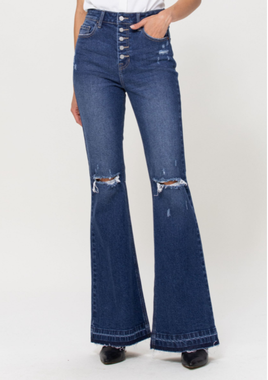 High Rise 5 Button Flare Jeans