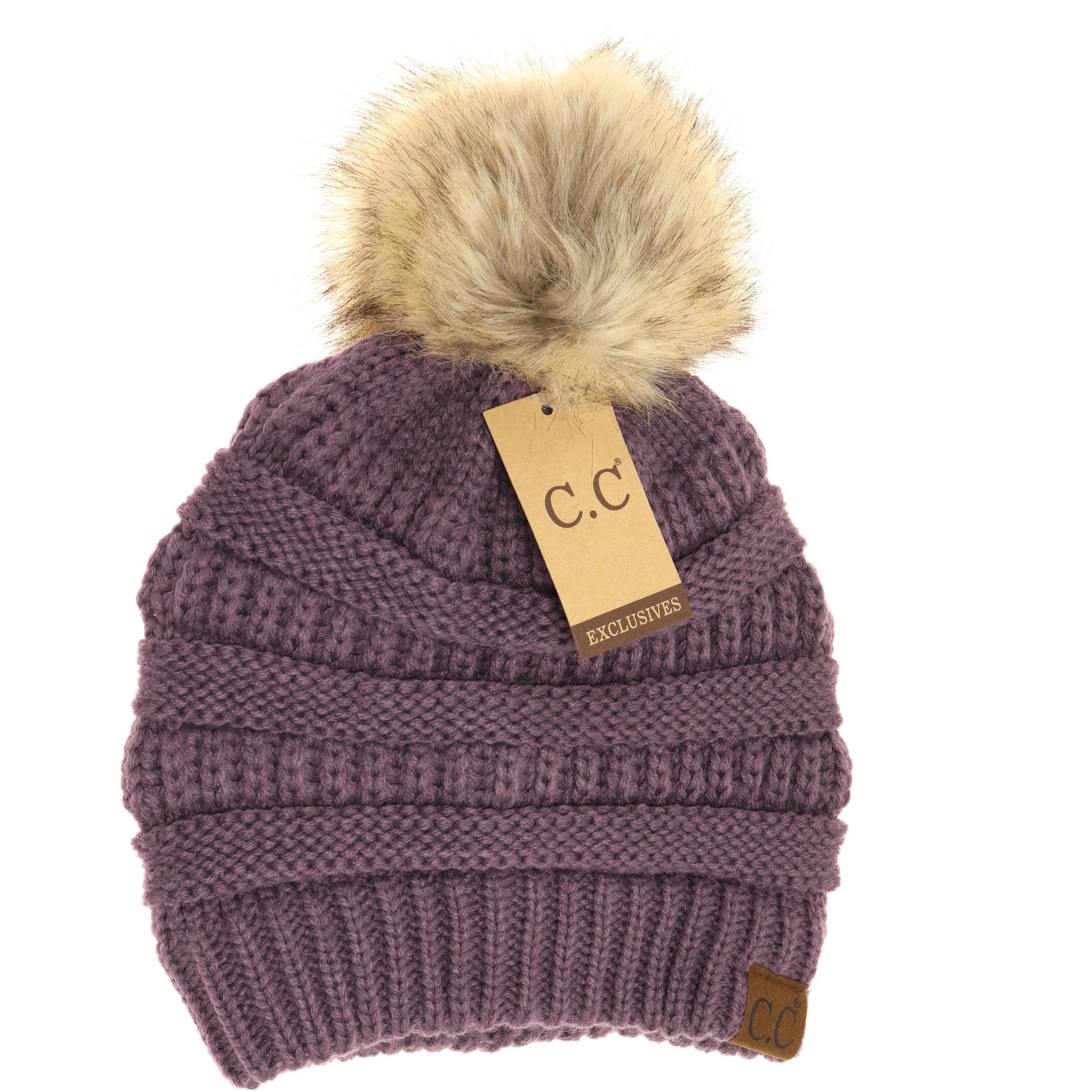 Women's CC Beanie w/ Fur Pom