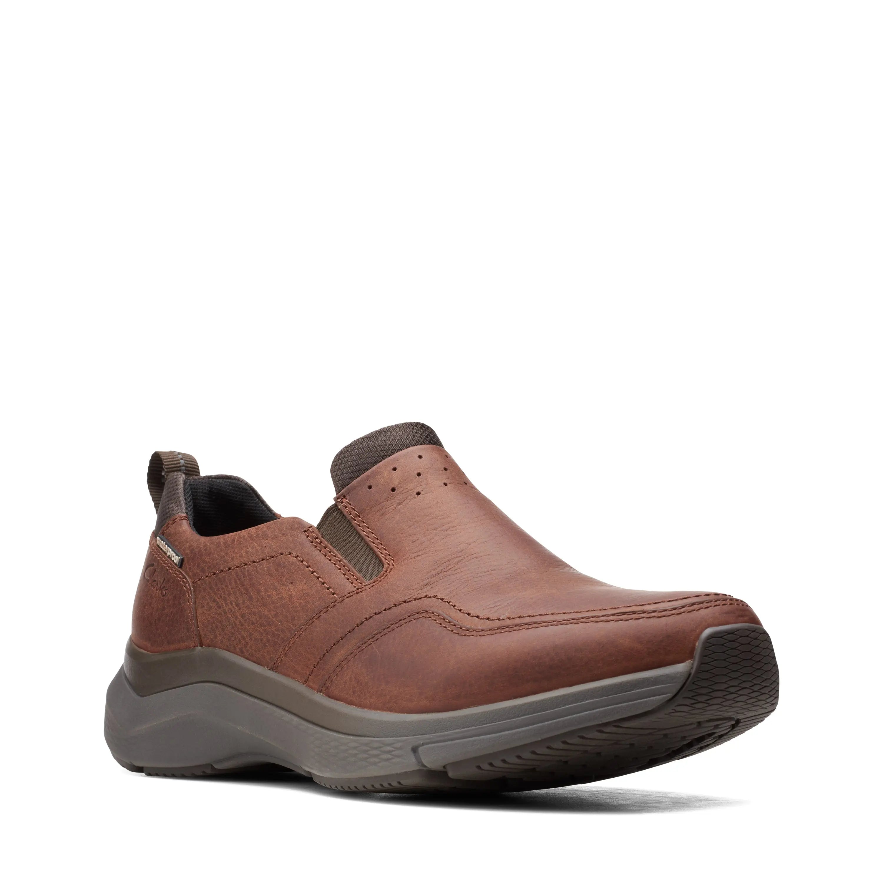 Clarks mens brown slip on shoes on sale