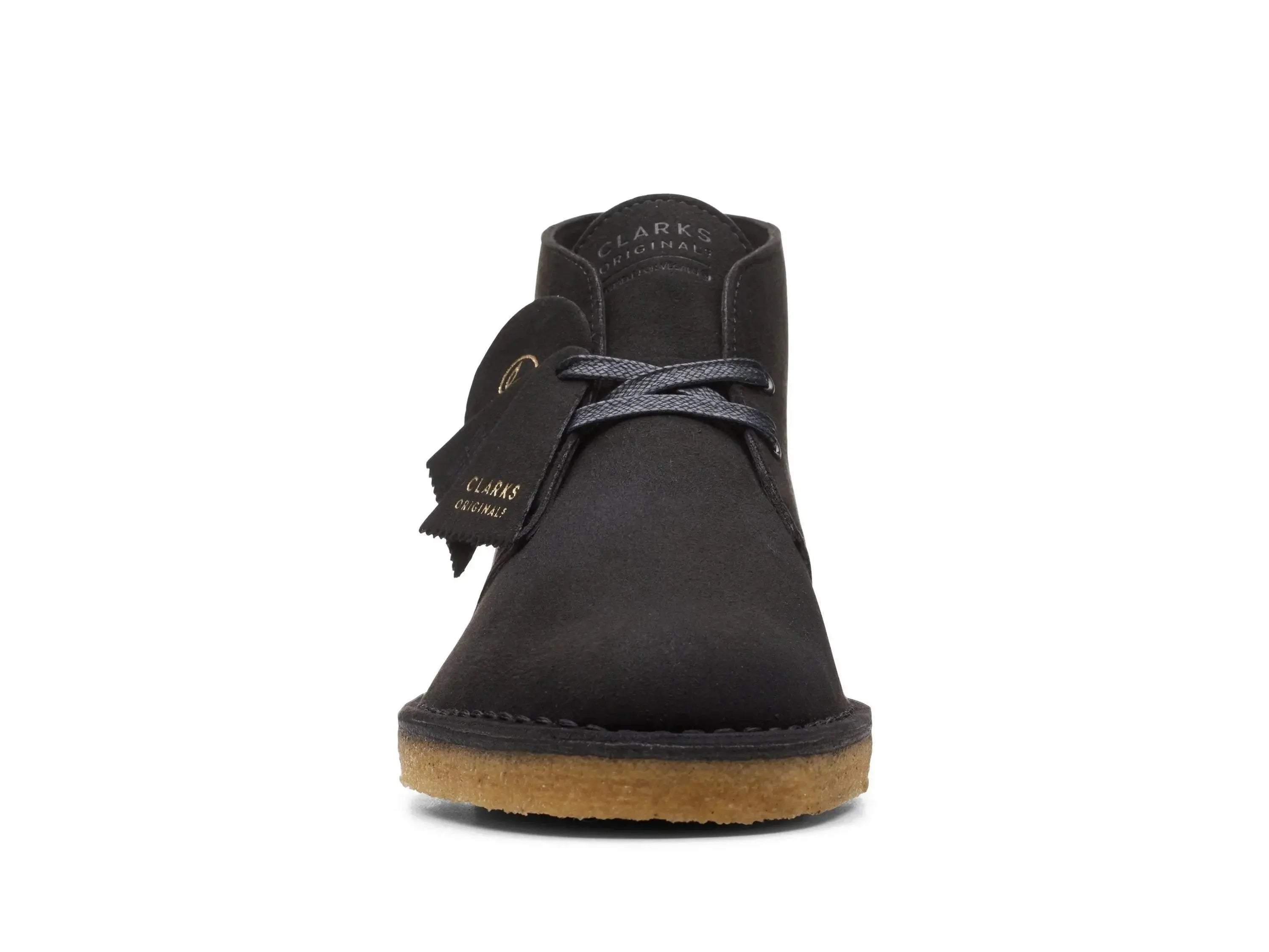 Clarks black suede desert boots mens best sale