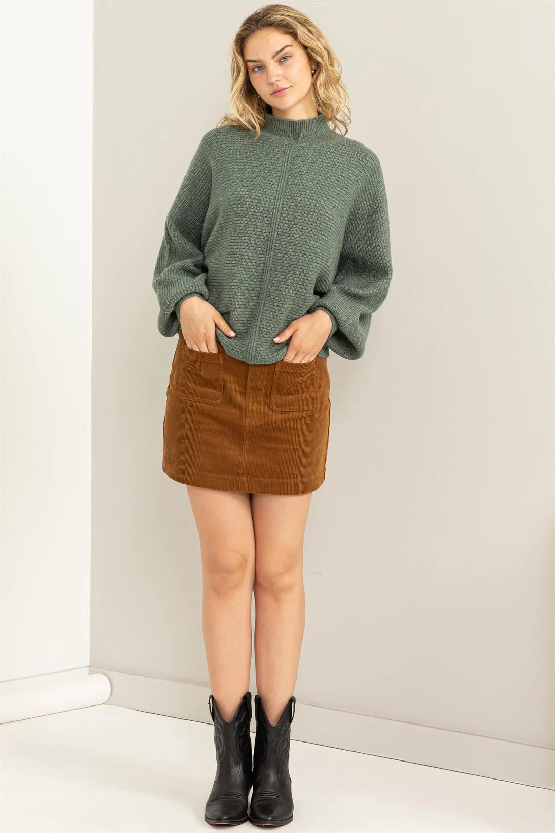 Awaiting Fall Corduroy High-Waisted Mini Skirt