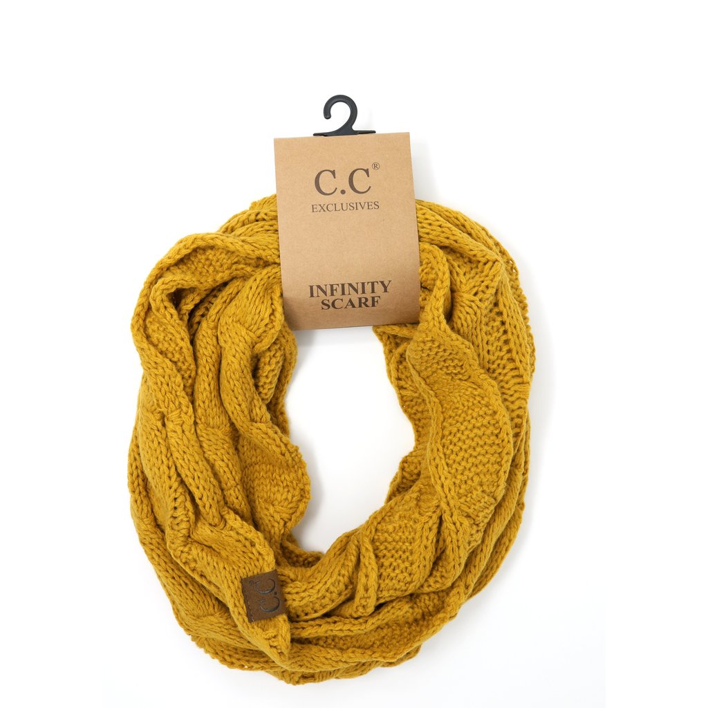Women's Solid Cable Knit CC Infinity Scarf